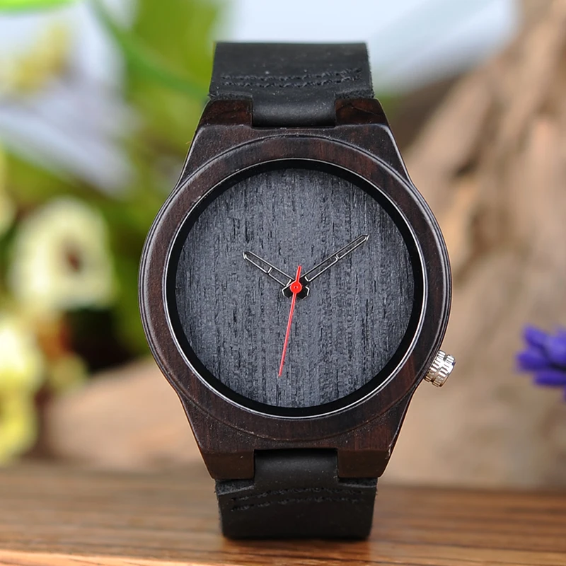 BOBO BIRD L-B10 Men's Red Second Hand Wooden Watch Fashion Ebony Casual Antique Clock as a Gift for Men Customize Watches