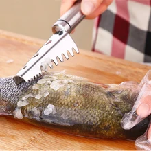 Stainless Steel Seafood Tools Fish Scales scraper Fish Skin Brush Fast Remove Fish Cleaning Peeler Fish Skin Brush bone tweezer