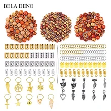 1 Набор, 400 шт, серебряные, золотые, металлические, деревянные косички для волос, бусины, трубчатое кольцо, ювелирное изделие, для волос, дредлок, бусина, манжеты, клипсы, принадлежности для плетения