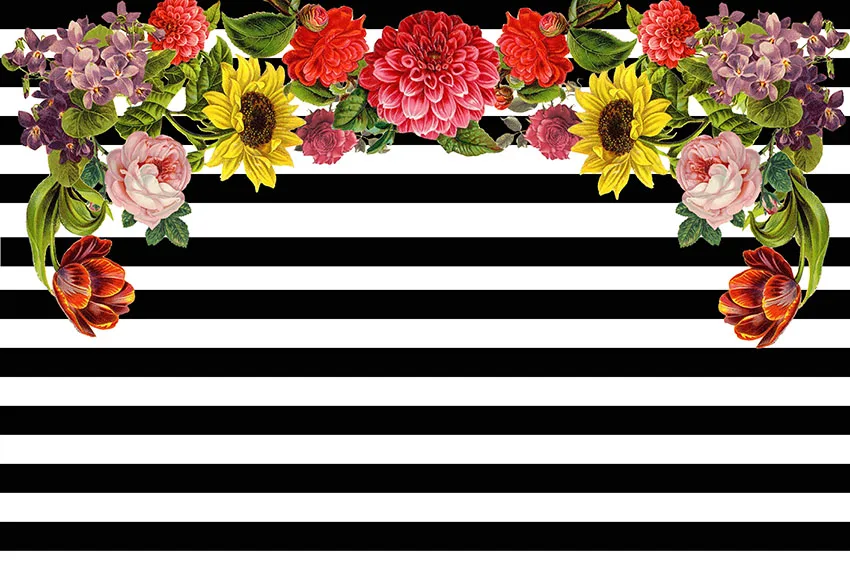 White and black stripe flowers wedding Photography Background children