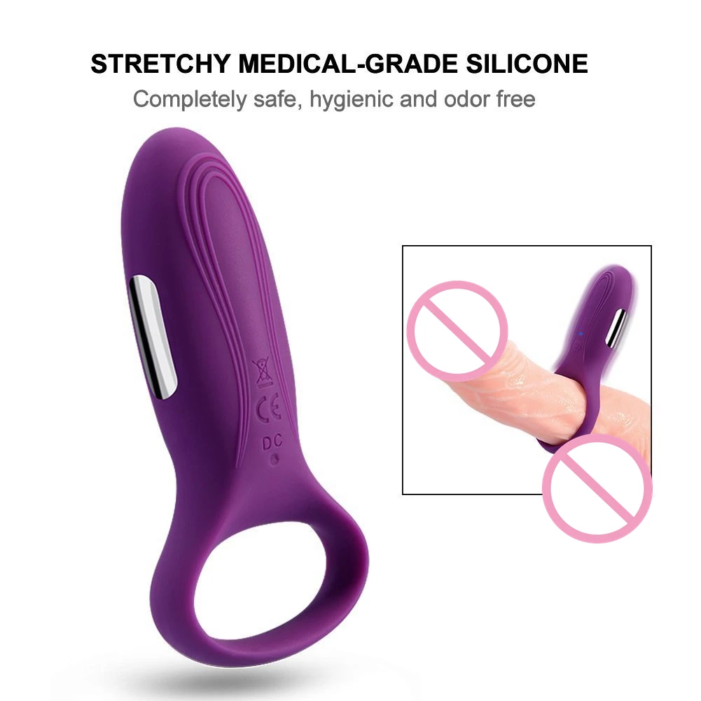 Silicone USB Charging 7-speed Vibrating Cock Ring Penis Ring Vibrator Sex Toys for Men and Women 1