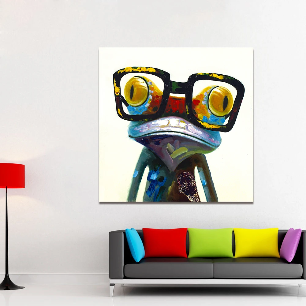 preço Decorativos da parede Da Arte Da Lona de Arte Da Parede Da Lona Pintura Animal Do Sapo com Vidro Pictures para Living Room Home Decor No quadro