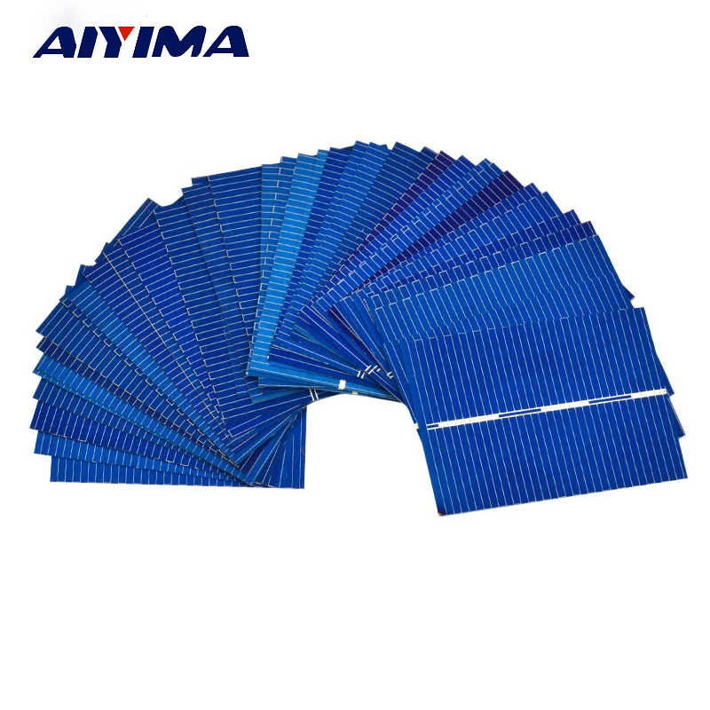 

AIYIMA 100Pcs Solar Panel Solar Cell 0.5V 0.35W 39x52MM Color Crystal Module DIY Solar Battery Charger Sun Power Bank