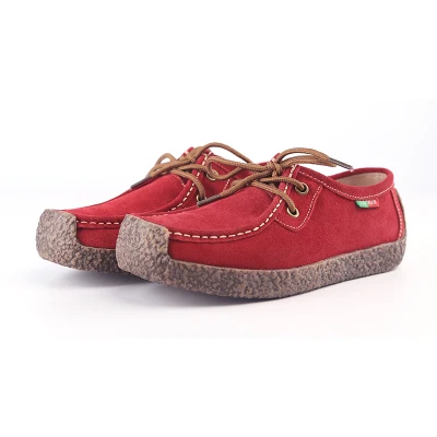 Plardin/модные Прошитые мягкие лоферы; кожаная обувь на шнуровке; женская обувь; повседневные кроссовки на плоской подошве; большие размеры 35-42 - Цвет: Красный