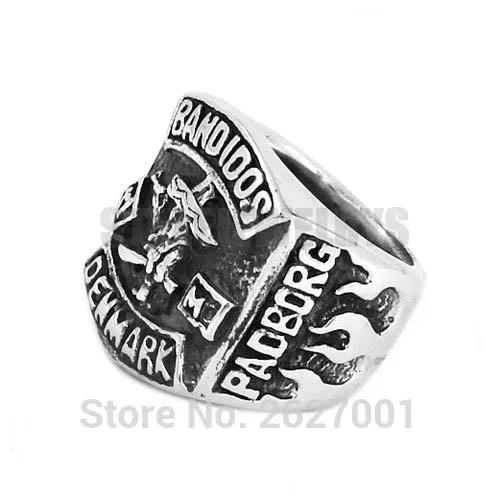Дания Бандидос байкерское кольцо Нержавеющая сталь ювелирные изделия панк MC клуба одного процента 1% моторный Байкер мужское кольцо с черепом 632B