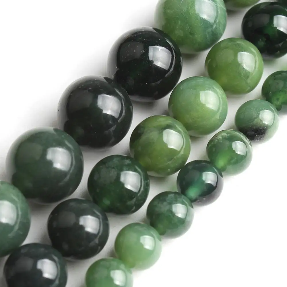 

Natural Gem Green Jade Stone Round Loose Beads for for needlework 6 8 10mm Diy Bead Bracelet Necklace Jewelry Making 15 Inch