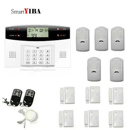 SmartYIBA Metal Remote Control GSM Alarmes Wireless Home Security Alarm Kits Includes Motion Detector Door Alarm