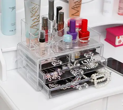 

Makeup Organizer Acrylic Storage Box Clear Cosmetic Drawers Jewelry Drawer Multi-function Makeup Brush Box Organizer Bins