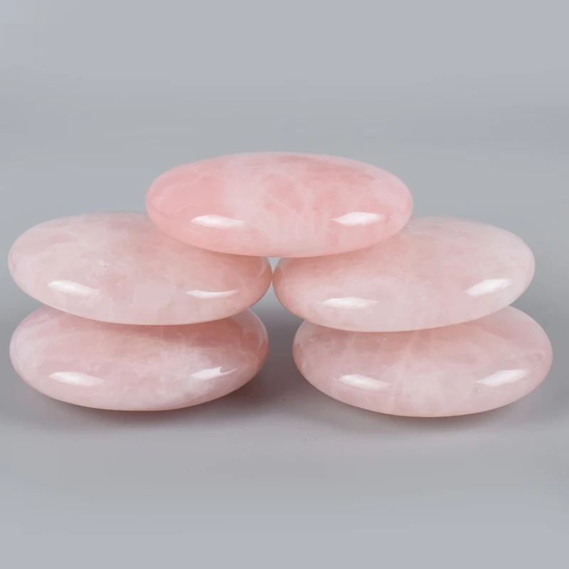 Pedra Chakra Natural Palm, Pedra Grande Massagem Quente, SPA de Cura, Quartzo Rosa Cristal Reiki, Pedra Energia Cuidados de Saรบde, 60mm