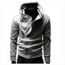 Горячий неторопливый осенний и зимний косая молния с капюшоном свитер пальто корейский Тонкий мужской свитер Мужская серая толстовка