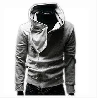 

Hot Leisurely Fall and Winter Oblique Zipper Hooded Sweater Coat Korean Slim Men's Sweater Men's Gray Hoodie