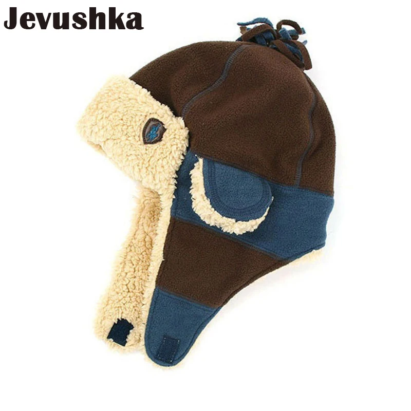 Зимняя шапка для мальчиков; шапки-бомберы; Теплая Флисовая детская шапка для мальчиков и девочек; шапка с наушниками; HT022