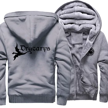 

2019 Zip Fleece Thick Jacket Coat Mens Hoodie Printed Dracarys And Dragon Oversize Outerwear Fashion Casual Sportswear Hot Sale