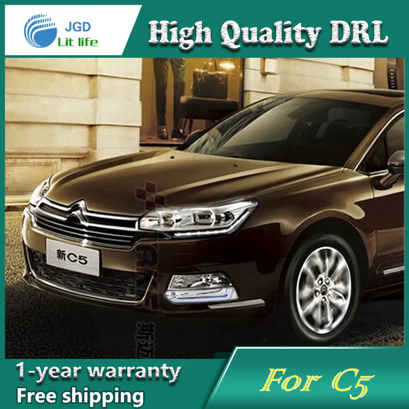 

Free shipping !12V 6000k LED DRL Daytime running light case for Citroen C5 2013 2014 fog lamp frame Fog light Car styling