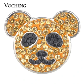

10PCS/Lot Clay Ginger Snap Button Jewelry Wholesale Vocheng Sugar Rhinestone 18mm 4 Colors Cute Animals Vn-1783*10