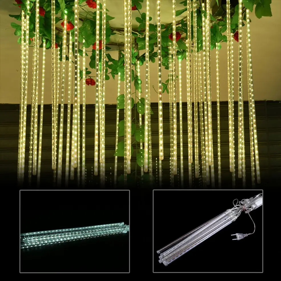 

30CM Yellow Meteor Shower Rain 8 Tube LED Lights Outdoor Christmas Decoration Lamp
