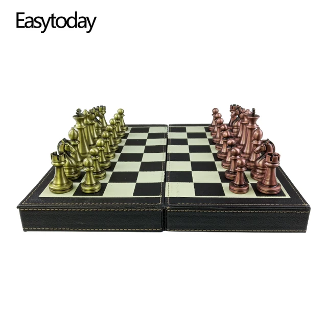 Venda Easytoday de madeira jogo de xadrez conjunto de resina do