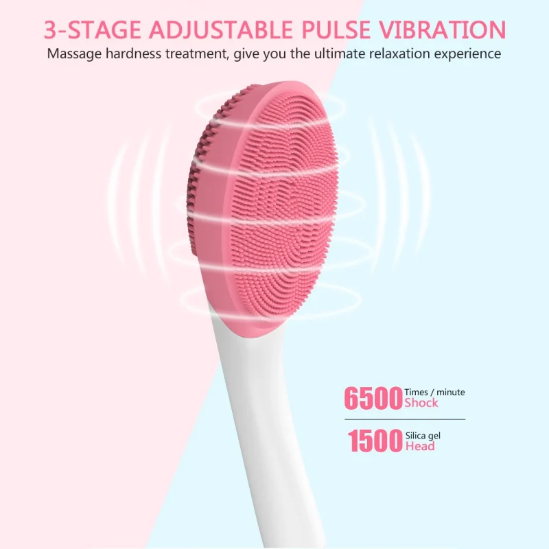 Escova de Banho Silicone à Prova Escova de Chuveiro Punho Longo Sonic Elétrica Onda Som Recarregável Dwaterproof Água Volta Banho Artefato Macio Cabelo Corpo 19 Beleza e saúde