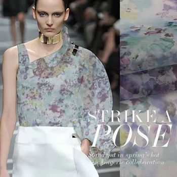 

Digital inkjet silk organza yarn fabric breathable silk fabric for dress tulle fabric clothing shirt fabric silk organza cloth