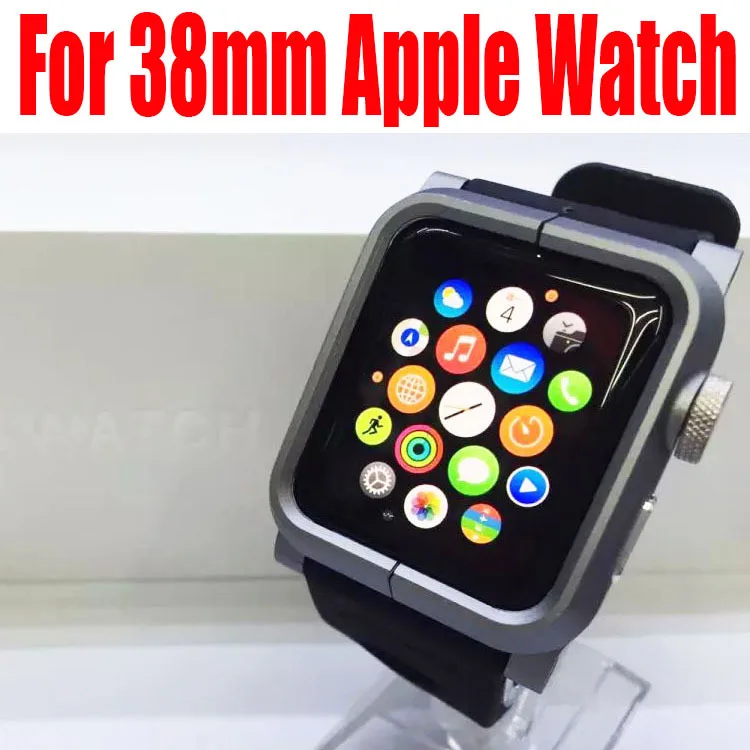 Темно-серый 5x для Apple watch ремешок резиновый силиконовый ремешок для часов поясной ремень+ металлический алюминиевый чехол с металлическим зажимом 38 42 мм - Цвет: Темно-серый