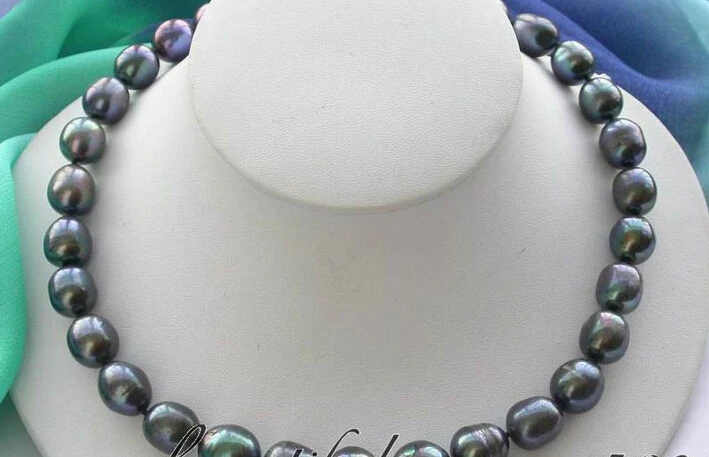 

FREE shipping>>>>>Z3035 NICE 17" 14mm rice black freshwater pearl necklace