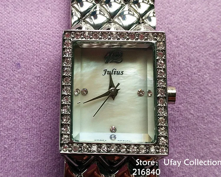 Julius женские часы Япония кварцевые часы тонкой моды платье браслет цепочка нержавеющая сталь бизнес девушки подарок на день рождения коробка