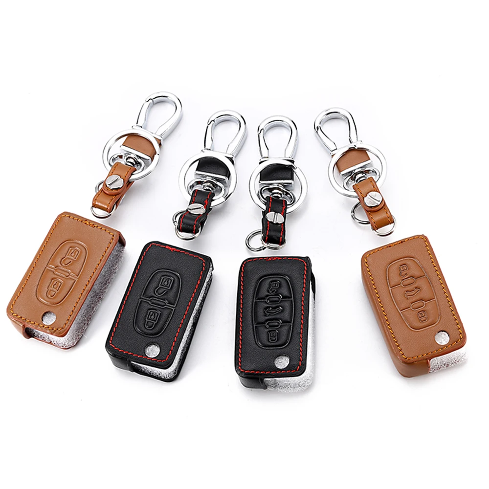 Кожаный чехол OkeyTech для автомобильного ключа Peugeot 107 207 307 407 308 607 Citroen C1 C2 C3 C4 C5 C6 C8