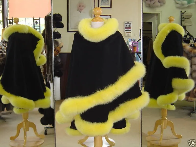Прямая, кашемировая накидка с настоящим бренд Fox fur Trim, длина 90 см, мех 4 дюйма без капюшона несколько цветов