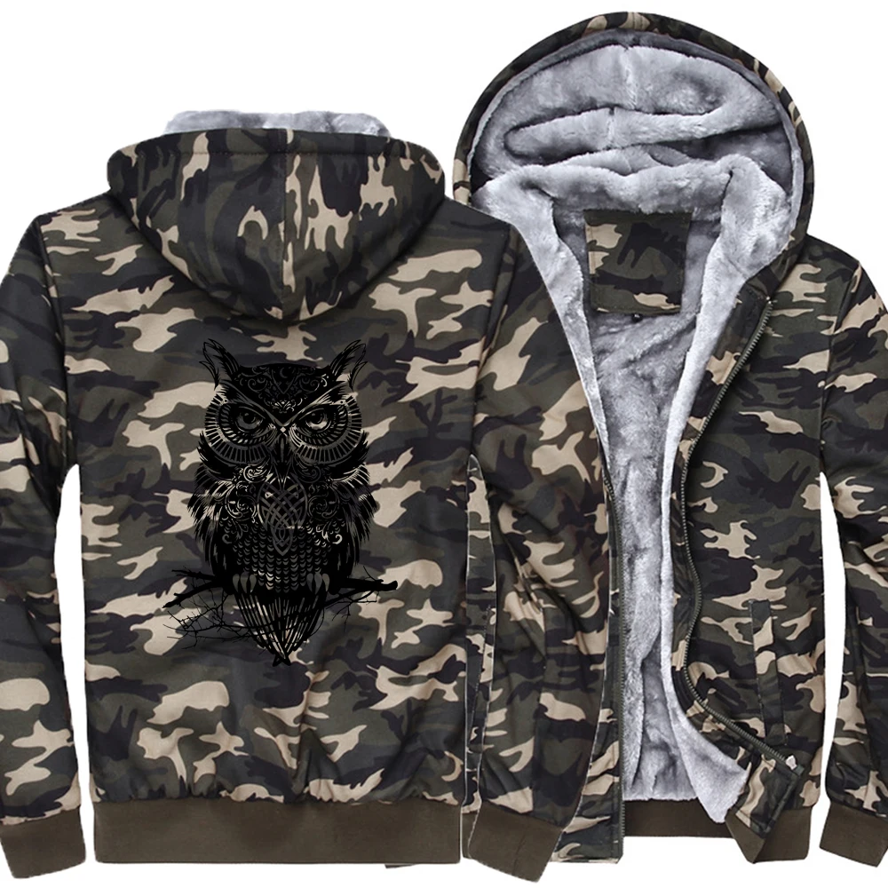 Fashion Men's wool liner jackets animal Printed Plus Size Brand sweatshirts Men Clothing winter top Camouflage sleeve coats