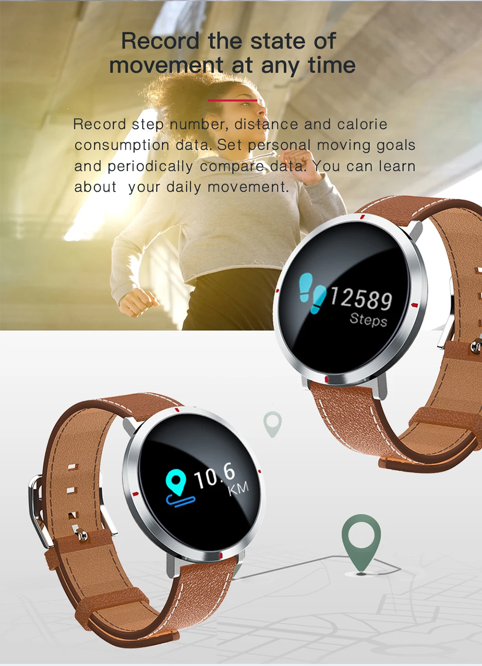 Timeowner S2 смарт-браслет Круглый Цвет Экран монитор сердечного ритма Фитнес трекер Смарт часы-браслет мониторинг сна Браслет