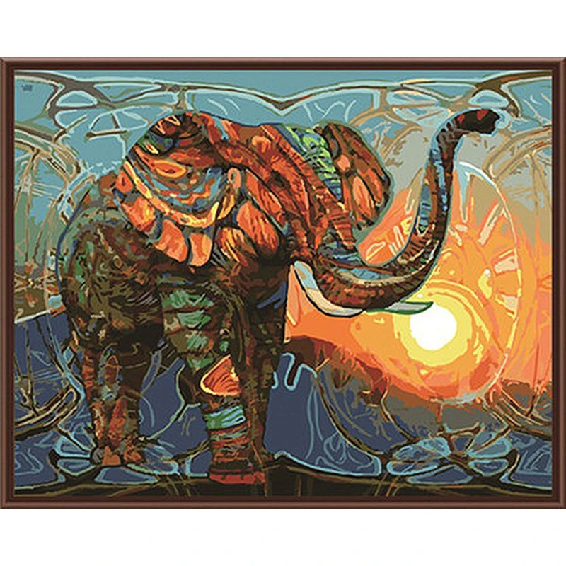 

Abstract Elephant Oil Painting By Numbers On Canvas DIY Handpainted Child Coloring By numbers Digital Canvas Home Decor Gift
