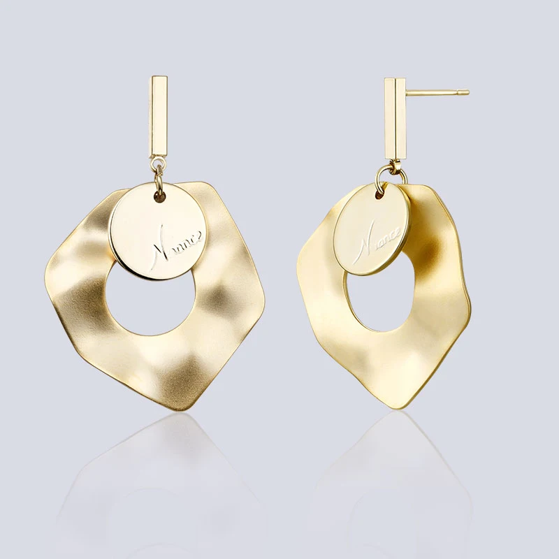 

MAIKALE Irregular Geometric Metal Drop Statement Earrings Gold Silver Color Alloy Sequins Round Earings for Women Korean Jewelry