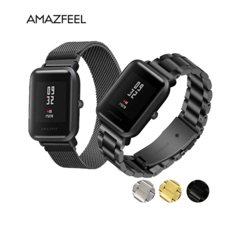 Ремешок на запястье для Amazfit ремешок стальной ремень для Xiaomi Huami Amazfit Bip Youth Смарт-часы ремешок металлический браслет из нержавеющей стали