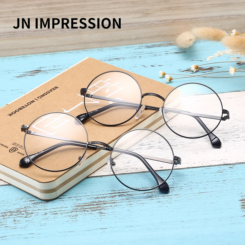 

Men/women Round Sunglasses Retro Metal Frame Eyeglasses Korean Clear Lens Glasses Male Female Optical Circle Plain Mirror WK1006