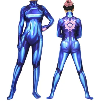 

New Women Girls Samus Zero Aran Cosplay Costume 3D Printing Spandex Lycra Zentai Bodysuit Suit Halloween lady's tights Costumes