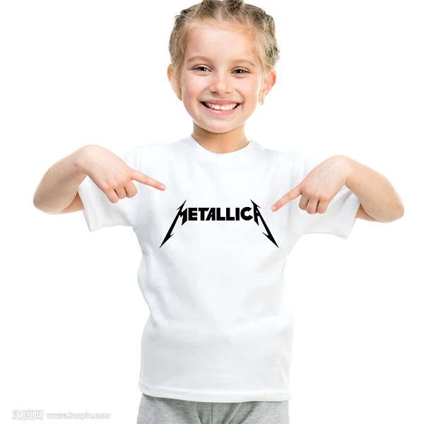 

Cotton White kid metallica t shirt kids clothes child tshirt girl shirts teenage t-shirts girls tops summer top unisex