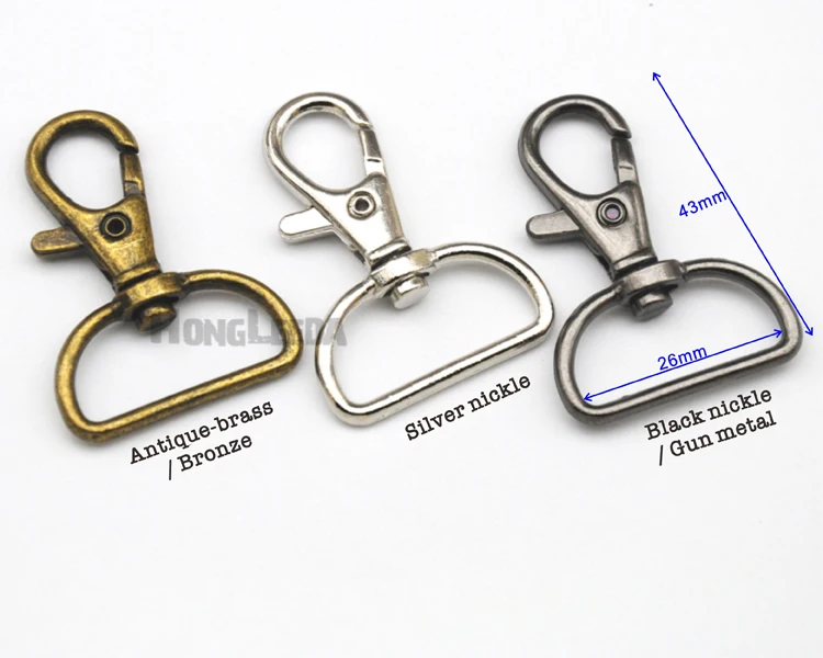 

50pcs/lot 25mm 1 inch Alloy Swivel Clasps Snap Key Hooks DIY Key Chain Ring nickle/black/bronze Free Shipping HK-008