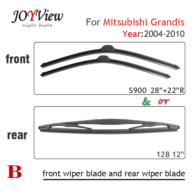S900 28"+22"R Front Wiper Blade and Rear Wiper Arm Blade for Mitsubishi