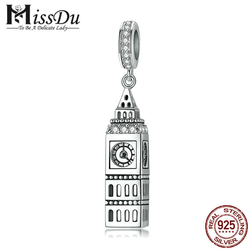 

New Collection 925 Sterling Silver British Big Ben Building Pendant Charm fit Charm Bracelets Jewelry Making SCC868