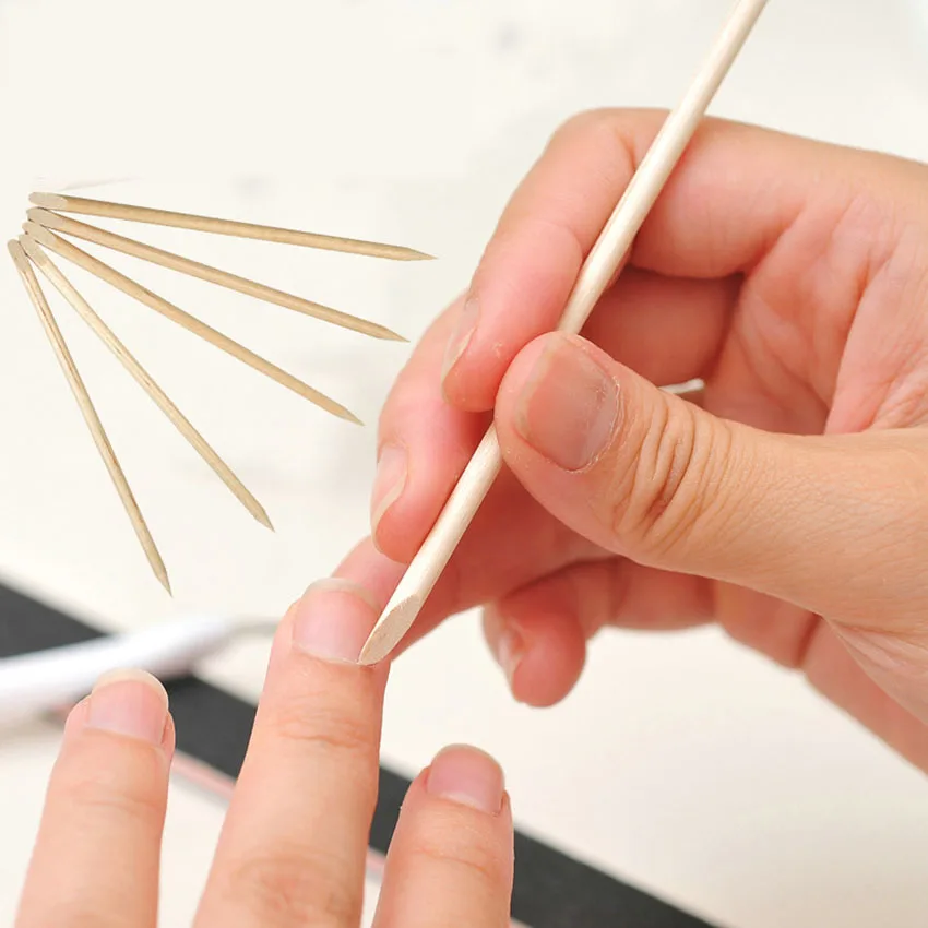 

Nail Orange Wood Cuticle Pusher Stick Set 100Pcs Dead Skin Remover Nail Art Decoration Manicure Pedicure Double Sides Nail Tools