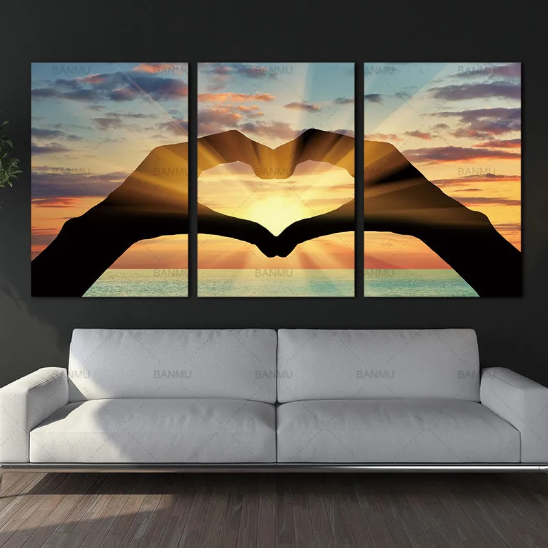 

canvas painting wall art decoration Ocean Hearts Modular pictures painting on the wall Modular wall paintings oil painting