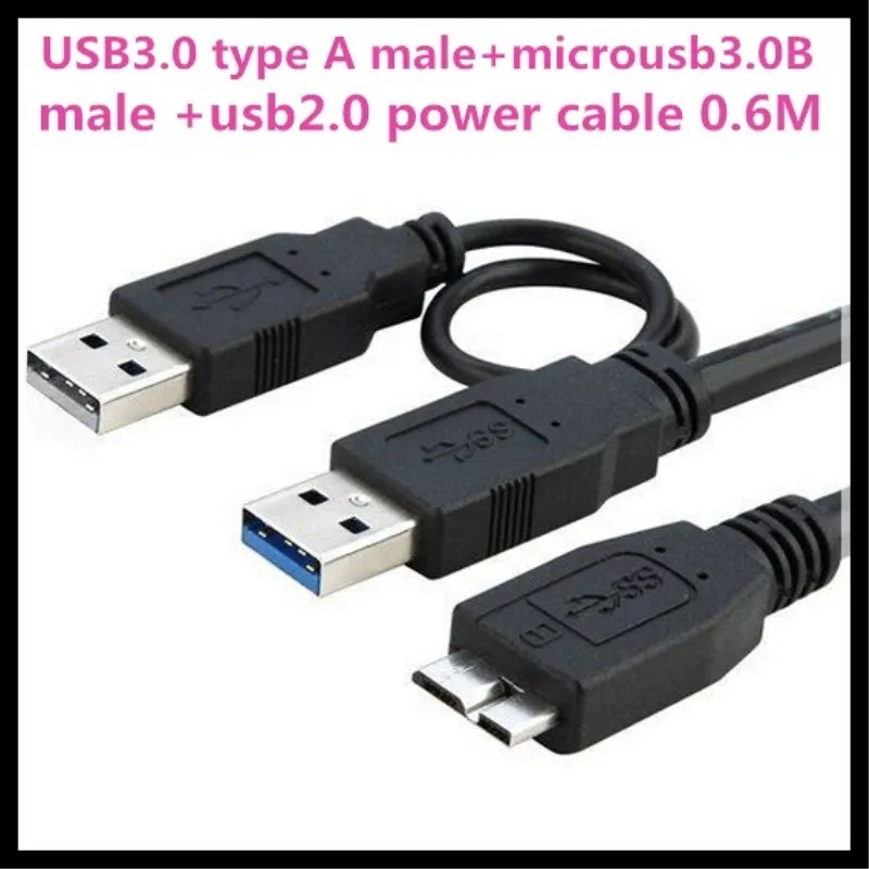 Кабель USB 3 0 A Male to Micro Y + кабель питания для мобильного жесткого диска 60 см черный|usb