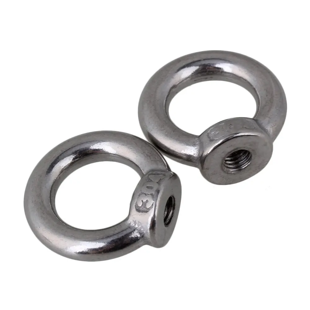 Silver 304 Stainless Steel European Style M8 Ring Shape Eye Bolts Eyed