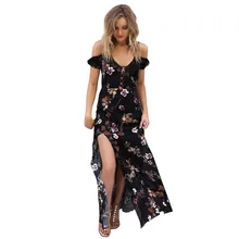 Feitong Лето Винтаж Boho женское платье длиной Макси партия пляжное платье сарафан с цветочным рисунком Roupas feminina