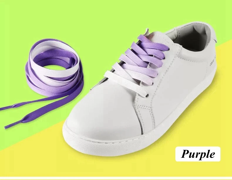 1 пара, цветные шелковые шнурки, яркие, градиентные, вечерние, походные ботинки, шнурки, парусиновые, на шнурках, обувь для кемпинга, на шнуровке, растущие, радужные, BC-2 - Цвет: Purple