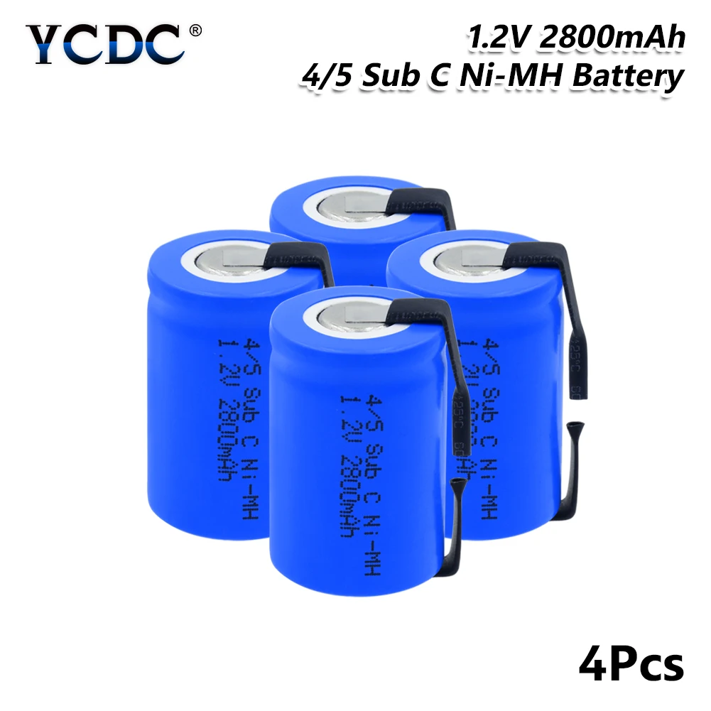 

YCDC 4/5SC SC Sub C li-ion Li-Po Lithium Battery 1.2V 2800mAh Batteria Rechargeable Ni-MH Batteries With Welding Tabs