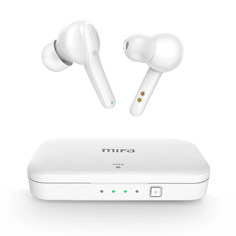 

Mifa Ture Wireles Stereo Earphones Bluetooth 5.0 Sport Earphone with microphone handsfree call charging Box X3 white