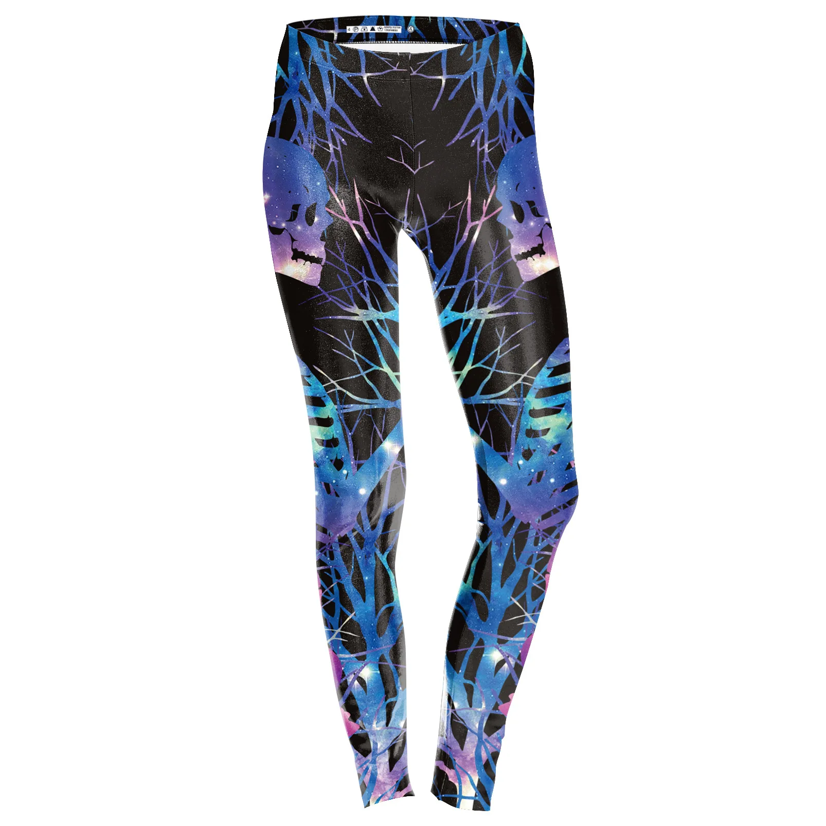 

JIGERJOGER 2018 Nightmare Christmas tree Tall bright skull 3D Digital Print Leggings girls running pants tight low waist trouser
