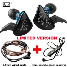 Best price KZ ES3 DD+BA Hybrid Dynamics Armature Drivers Bluetooth Earphone Set with 2 Cable Sport Headphone HiFi Stereo Bass Phone Music
