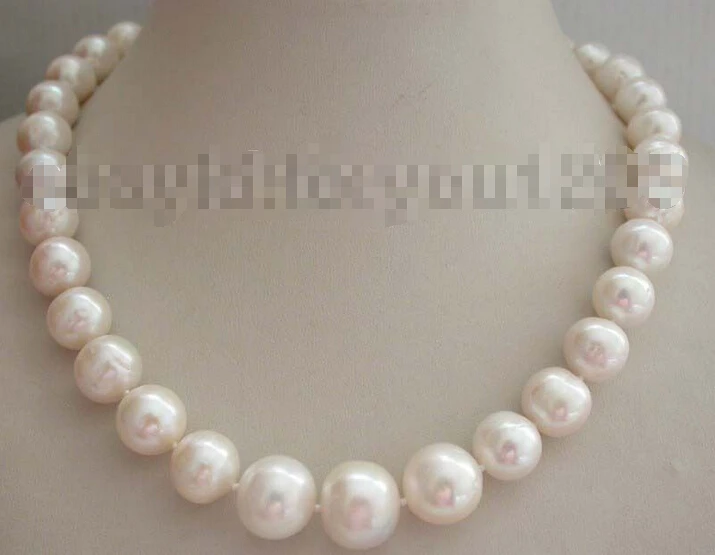 

Free shipping >>>>>>Genuine Natural 11-15mm White Round Pearl Necklace 925silver clasp #f1525!